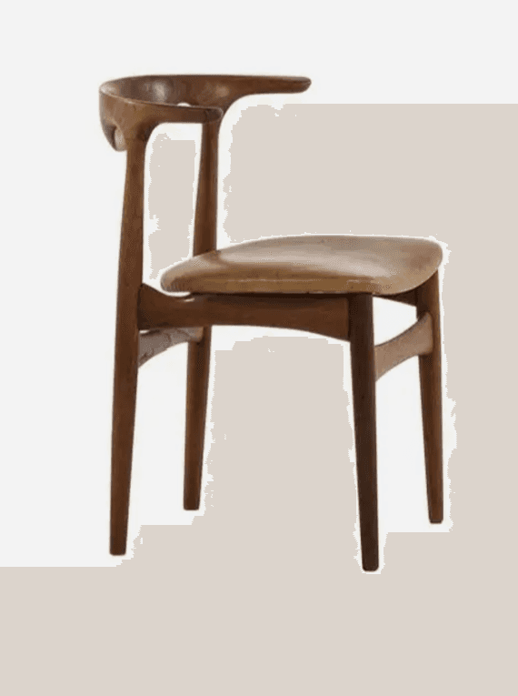 A Mid-Century Modern dining chair crafted from dark wood, featuring a distinctively sculpted backres… — free GLB 3D model