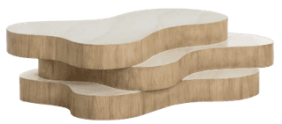 A low, multi-tiered display unit or accent table featuring an organic, undulating shape across its t… — 3D model