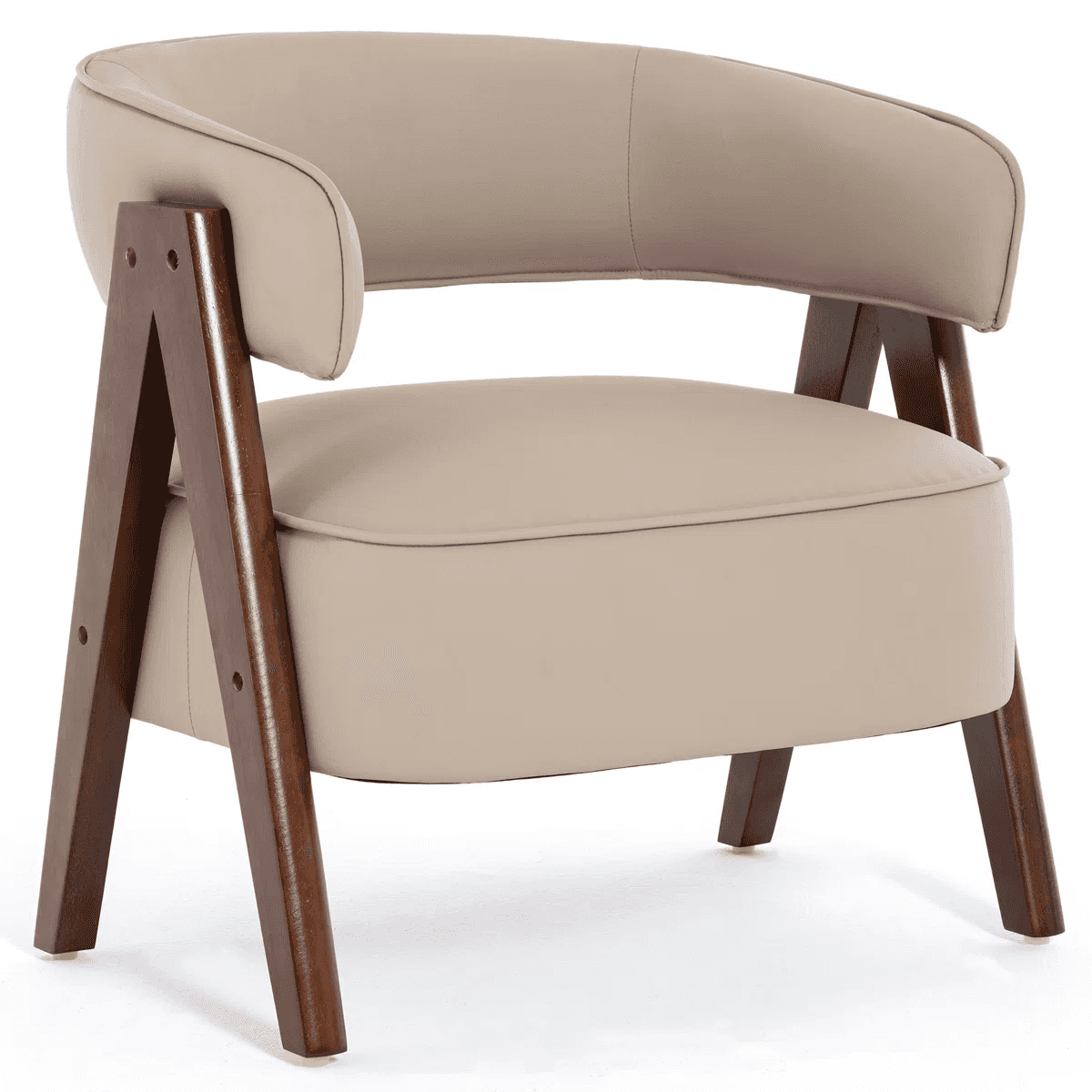 A contemporary upholstered armchair featuring a rounded, integrated backrest and armrests, and a cus… — 3D model