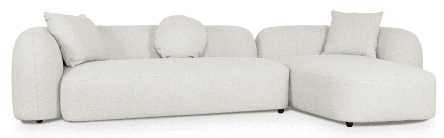 A contemporary modular sectional sofa featuring bouclé upholstery, a low profile, and soft, rounded… — 3D model