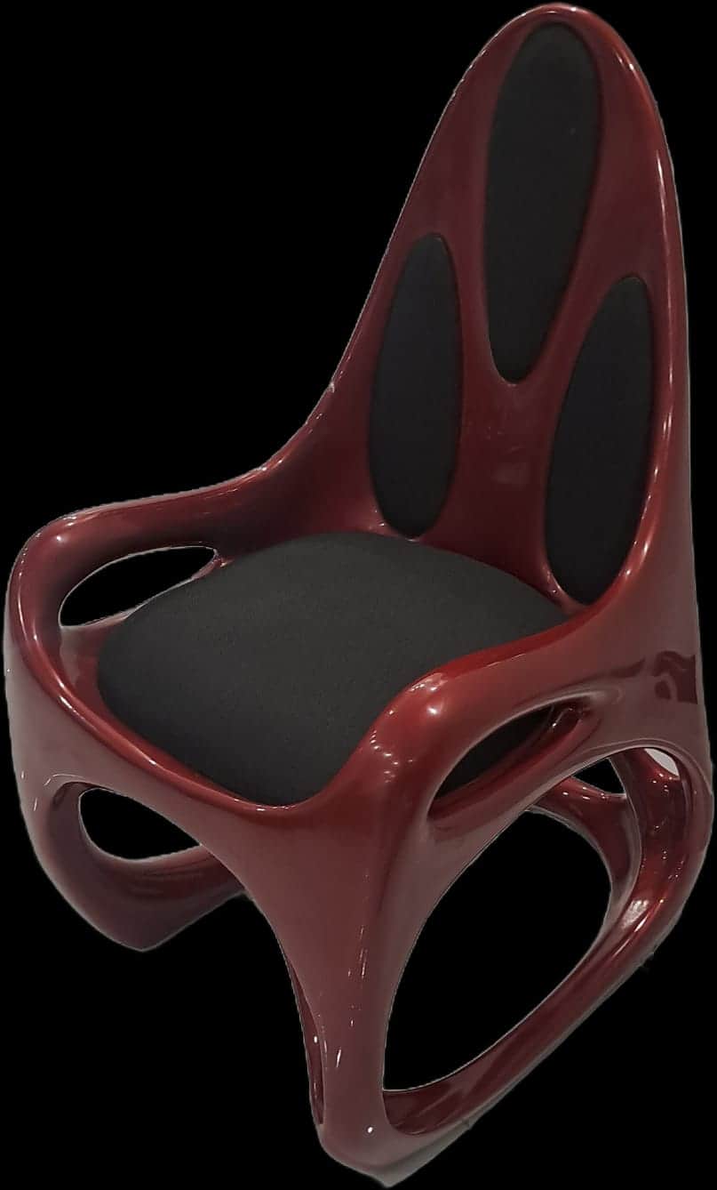 A modern, glossy deep red armchair with a sculptural, biomorphic design. The chair features integrat… — free OBJ 3D model