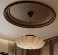 A pendant light featuring a pleated fabric shade, suspended by a black cord and canopy, and adorned… — free GLB 3D model