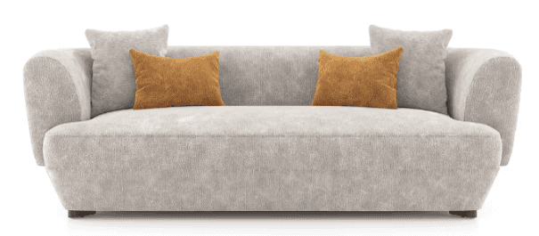 A contemporary sofa characterized by its soft, rounded silhouette and light-colored textured upholst… — free STL 3D model