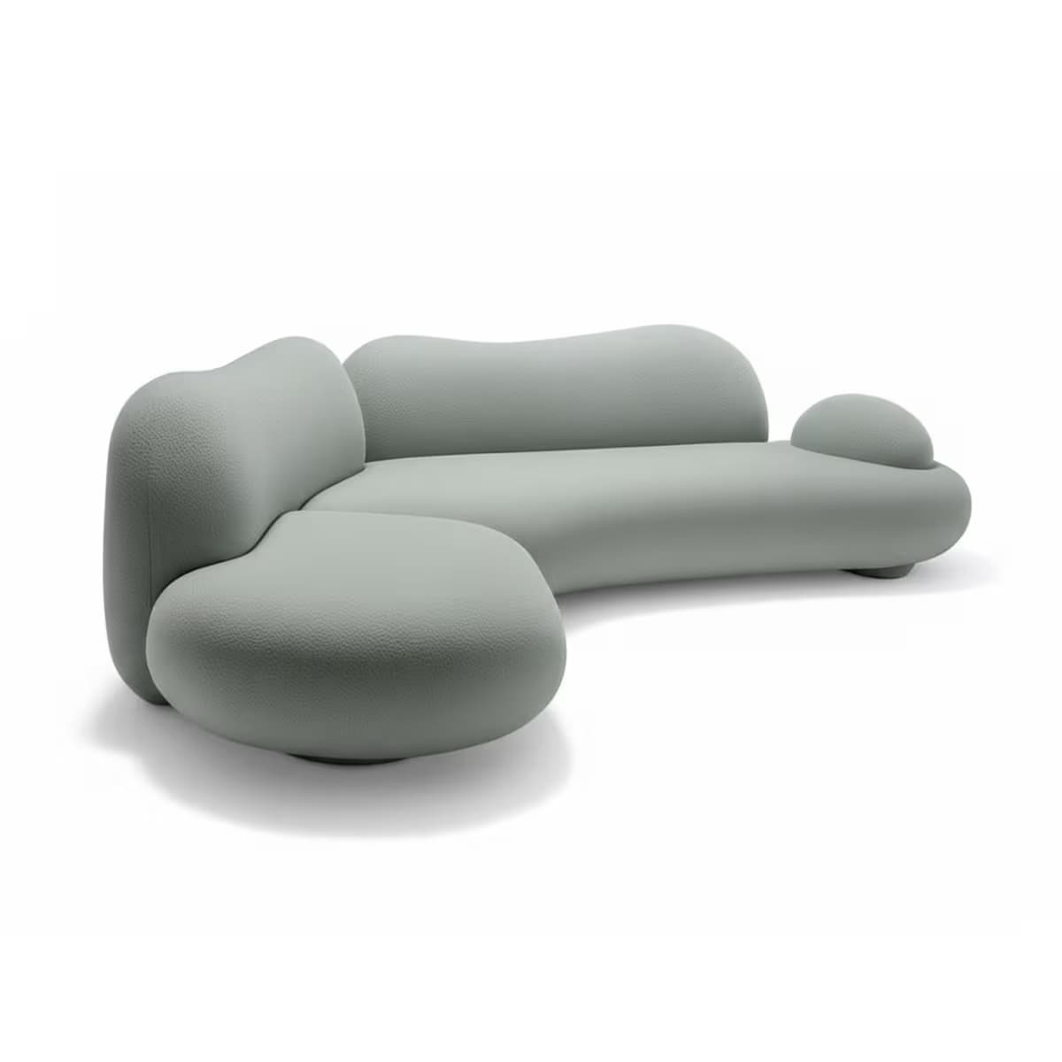 A large, light grey upholstered sectional sofa featuring soft, rounded, and biomorphic forms, designed for contemporary living spaces. — 3D model