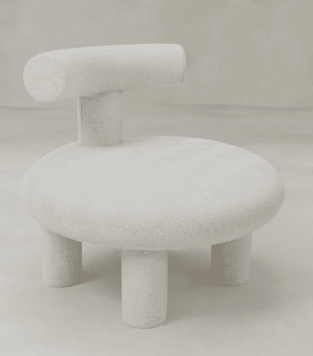 A sculptural accent chair with a unique silhouette. It features a circular, low-profile seat support… — free OBJ 3D model