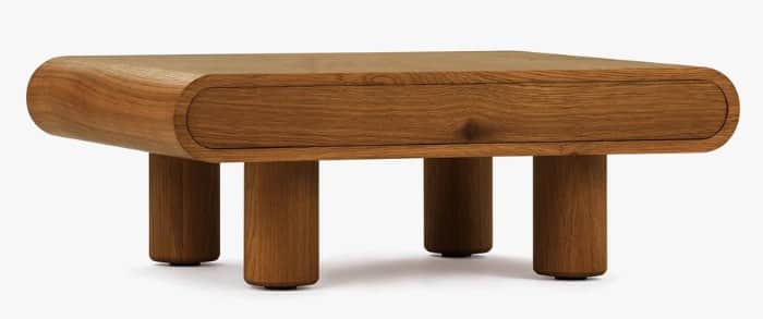 A contemporary coffee table crafted from light to medium-toned oak wood, featuring a low profile and… — 3D model
