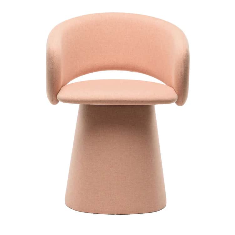 A contemporary accent chair with a rounded, embracing backrest and a curved open front. The seat is… — 3D model