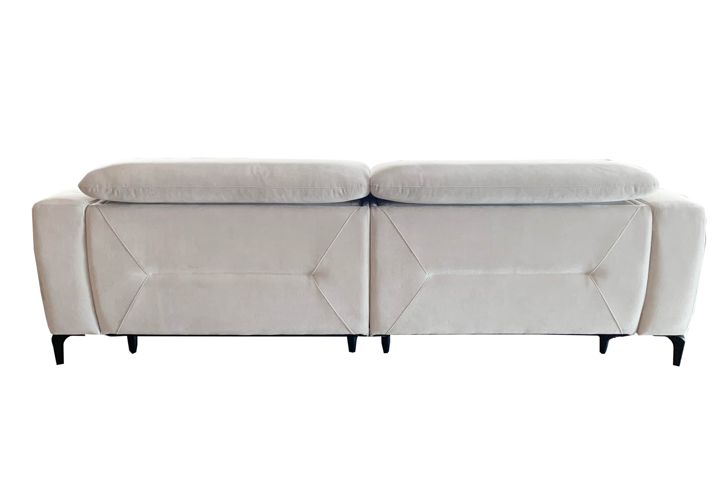 A modern, light-colored sofa with two attached seat cushions and a sleek, low-profile design. The so… — free GLTF 3D model