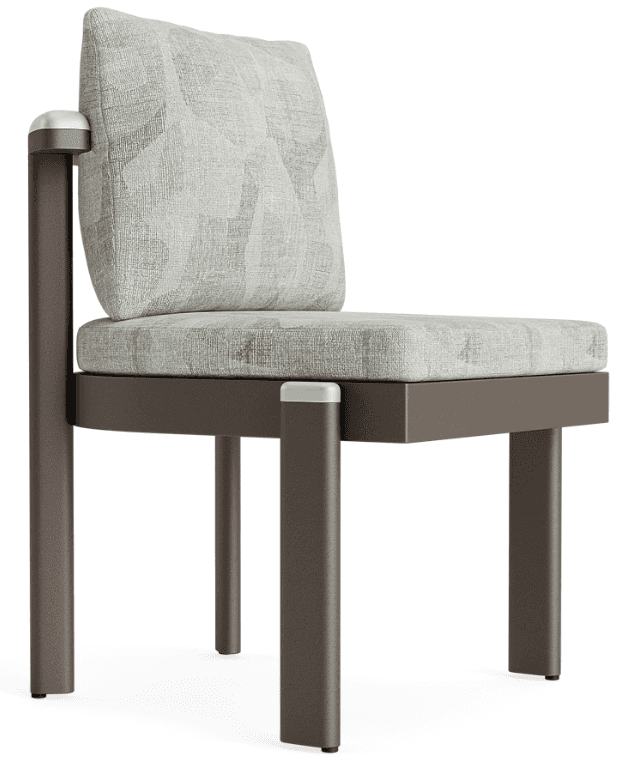 A modern lounge chair featuring a dark brown powder-coated aluminum frame with clean lines, compleme… — 3D model