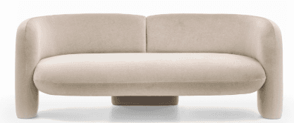 A modern, low-profile sofa with rounded, soft edges and a plush upholstered finish. It features a co… — free GLTF 3D model