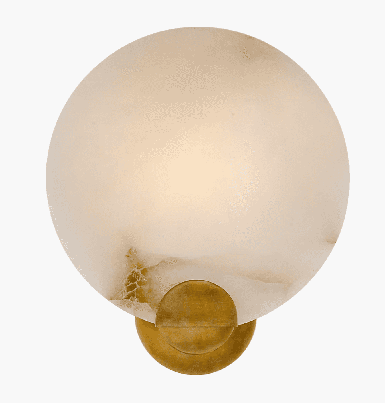 A modern wall sconce featuring a circular, translucent natural stone diffuser with subtle veining, m… — 3D model
