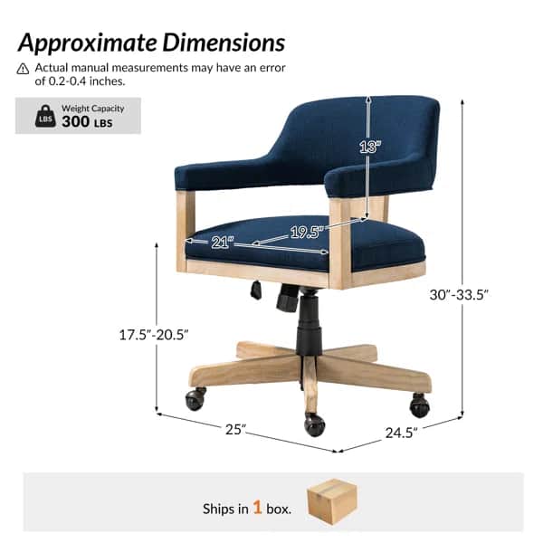 A contemporary office chair featuring deep blue woven fabric upholstery on a barrel-style seat and b… — 3D model