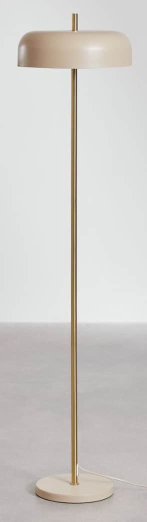 A modern floor lamp featuring a matte beige, mushroom-shaped shade and a matching circular base, con… — free STL 3D model