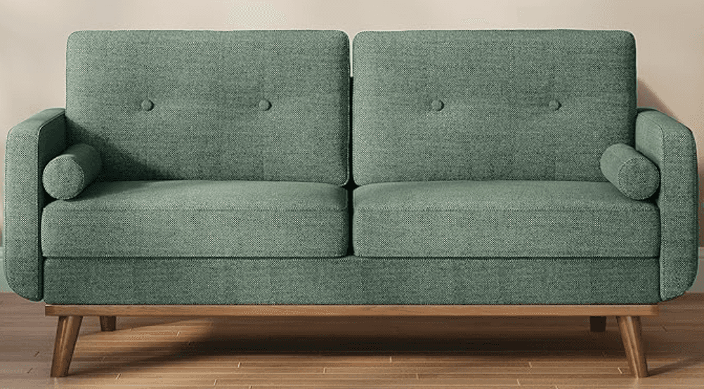 A two-seater sofa with a rectangular silhouette and slightly rounded corners. The sofa features two… — free GLTF 3D model