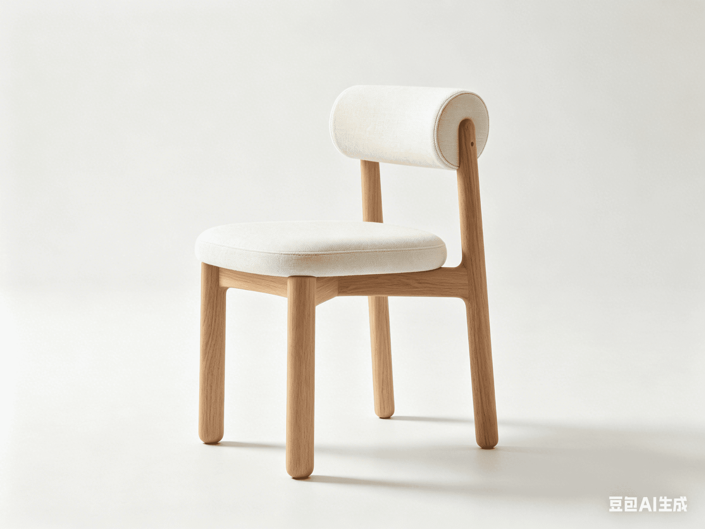 A modern dining chair with a solid wood frame and upholstered seat and backrest. The frame is constr… — free GLB 3D model