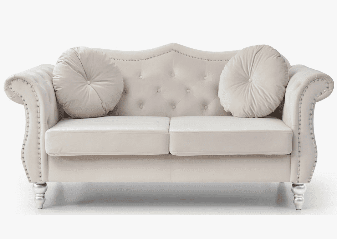 An elegant tufted chaise lounge featuring a high, curved backrest and a single scrolled armrest, uph… — 3D model