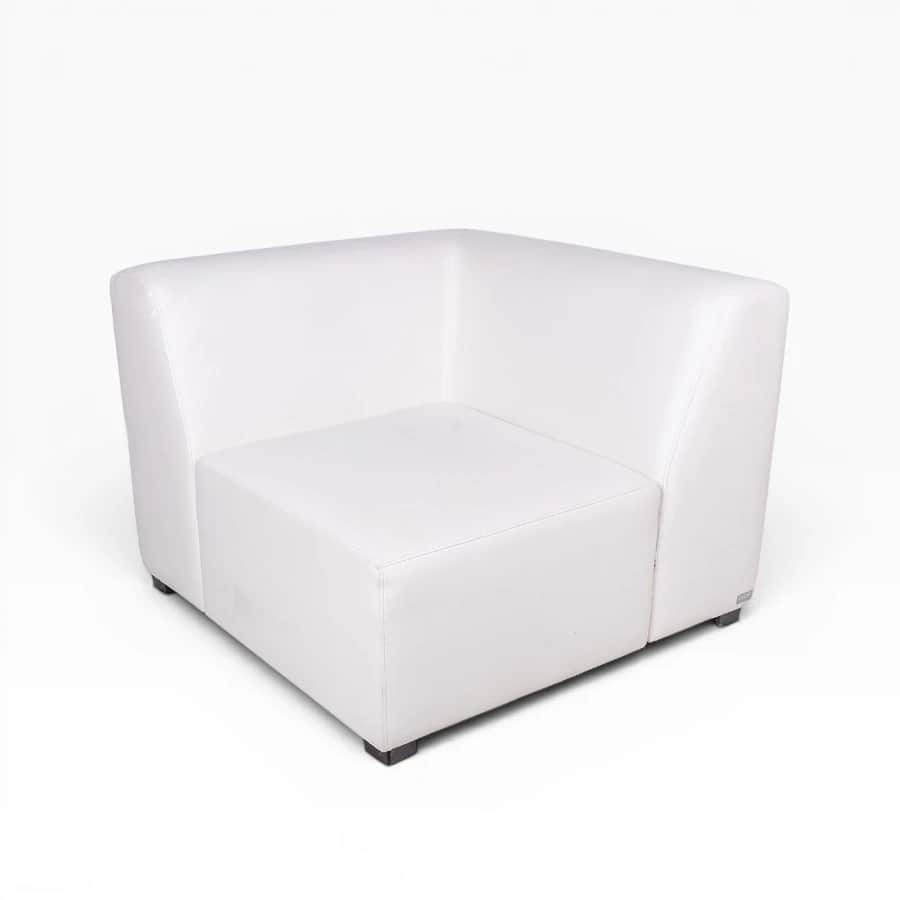 This is a white upholstered modular corner chair, designed to be part of a larger sectional seating… — 3D model