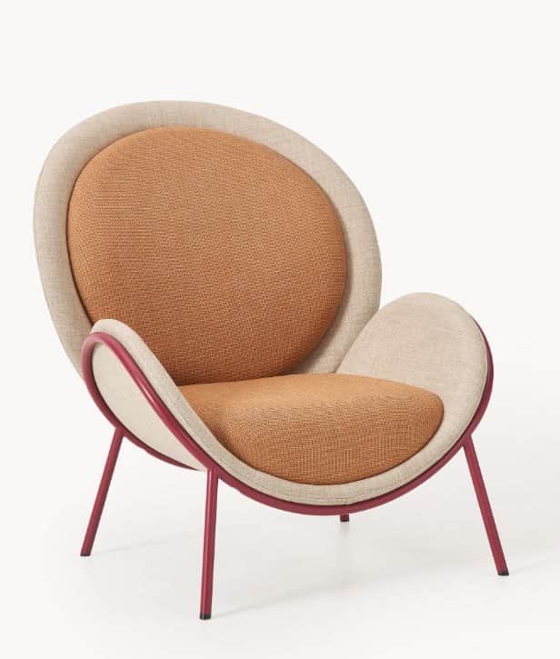 A contemporary lounge chair featuring a distinctive shell-like upholstered body with a separate seat… — 3D model