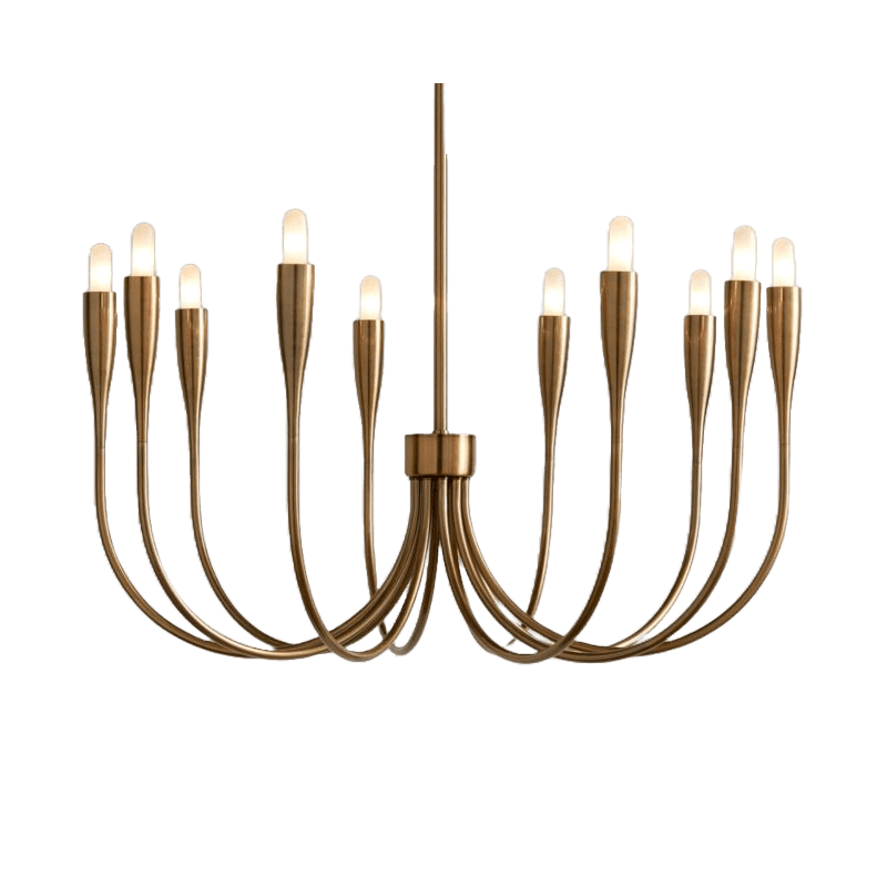 A modern chandelier featuring a central stem from which multiple gracefully curving arms extend radi… — 3D model