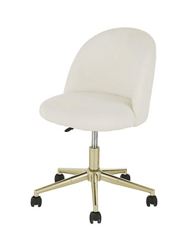 A modern upholstered office chair featuring an off-white textured fabric seat and a curved backrest,… — free OBJ 3D model