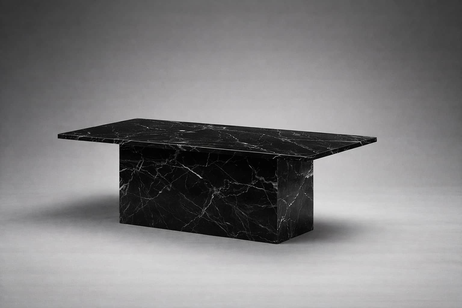 A rectangular coffee table with a monolithic design. The table features a thick, flat top supported… — 3D model
