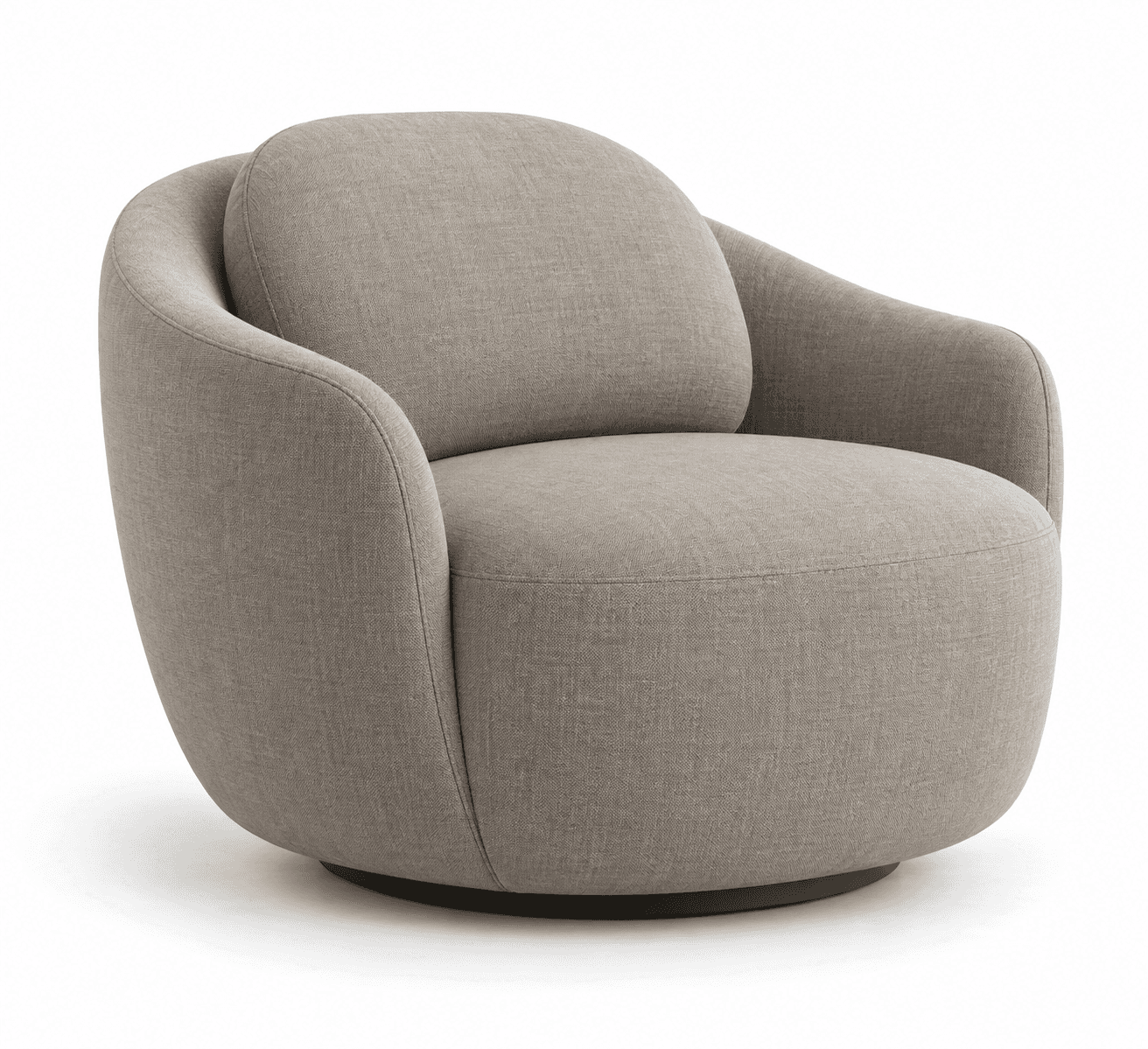 A modern, rounded lounge chair featuring a soft, upholstered form and a swivel base. It has a distin… — free BLEND 3D model