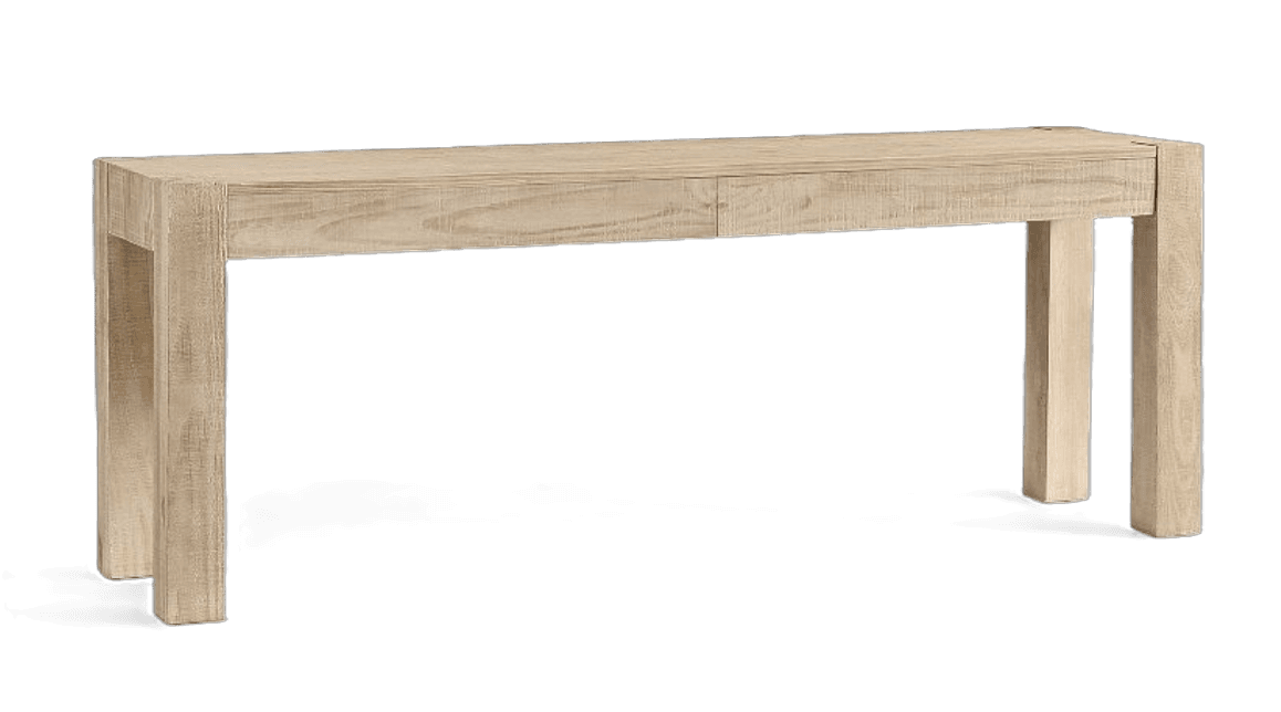 A narrow console table with a rectangular top and two legs on each side. The table has a drawer integrated into the tabletop, suggested by a faint horizontal line. The piece exhibits a rustic or distressed finish. — 3D model