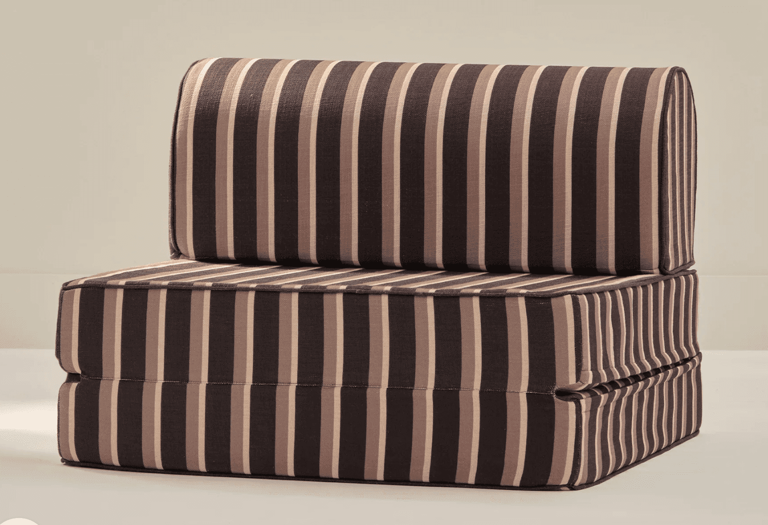 A sofa bed upholstered in fabric with a vertical stripe pattern. The furniture appears to be in a fo… — 3D model