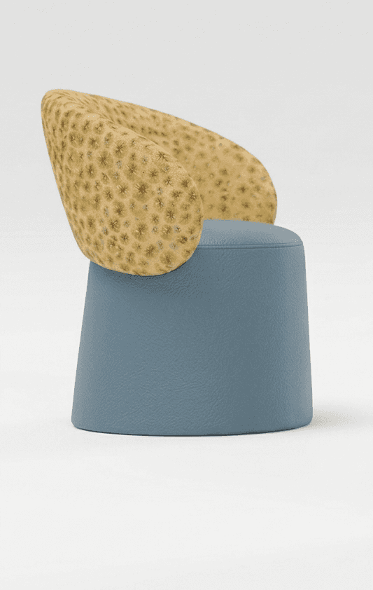 A contemporary sculptural accent chair featuring a unique two-tone design. The low, curved backrest… — 3D model