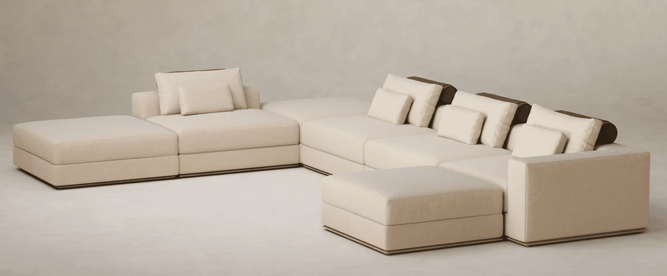 A modular sectional sofa, configured in an L-shape. It features multiple seating modules including a… — 3D model