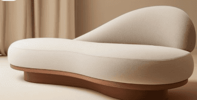 A modern, sculptural chaise lounge featuring an organic, undulating form. The main body and an integ… — 3D model