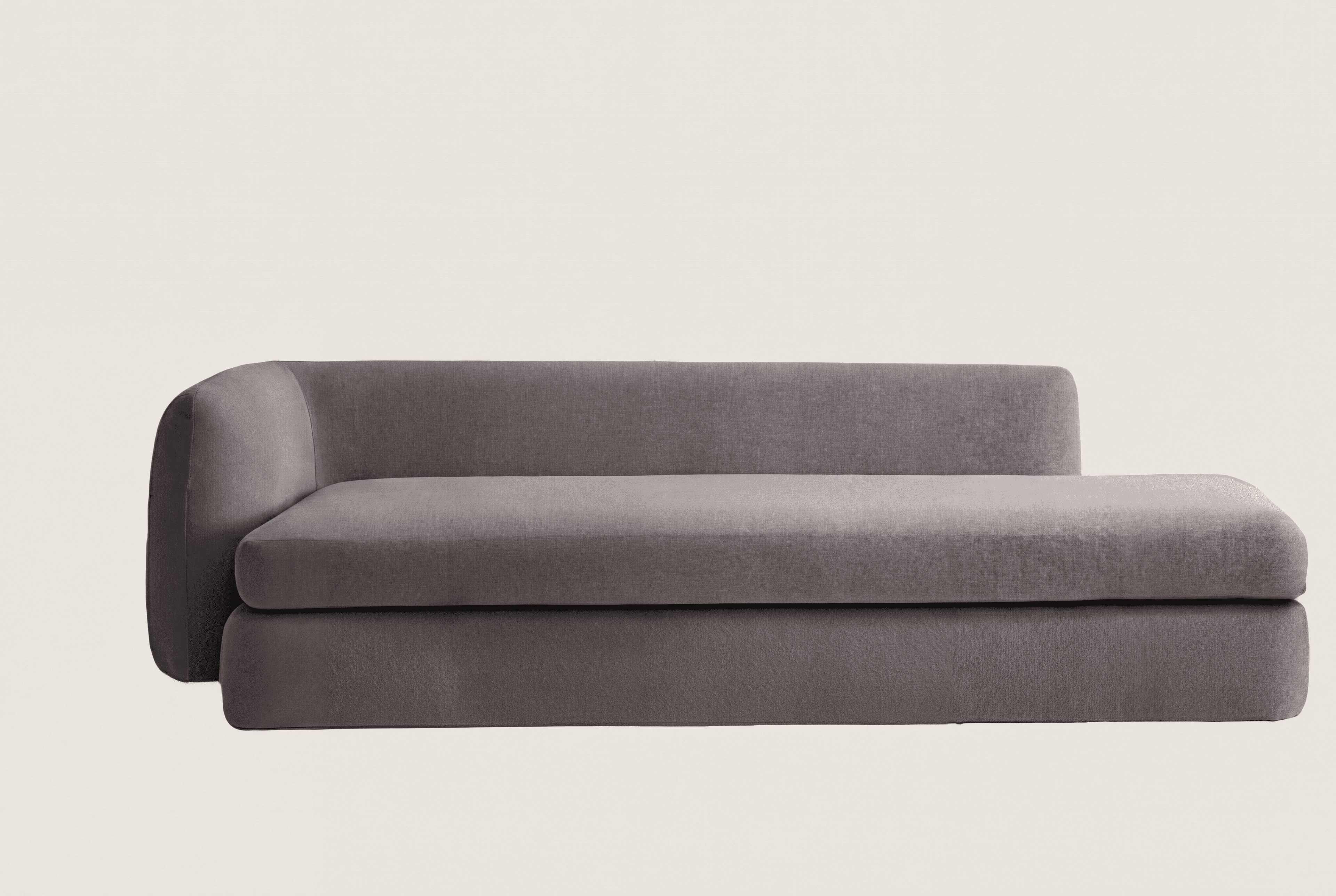 A modern gray upholstered chaise lounge, designed as a component of a larger sectional sofa, featuri… — free FBX 3D model