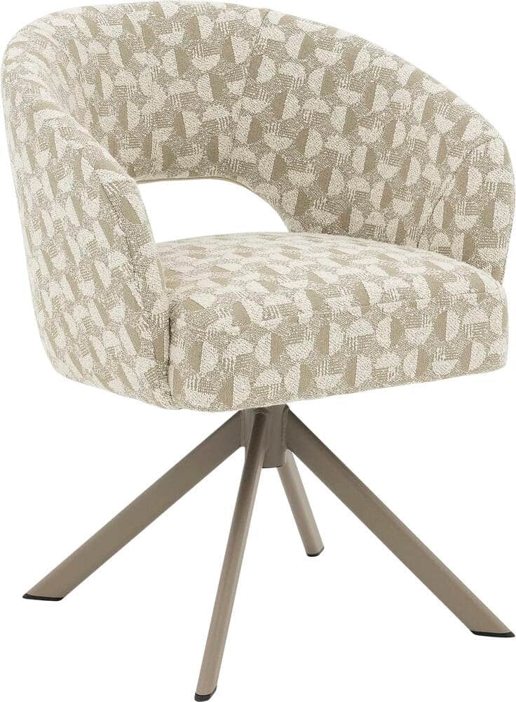 A contemporary upholstered swivel accent chair featuring a curved back and integrated arms, creating… — 3D model