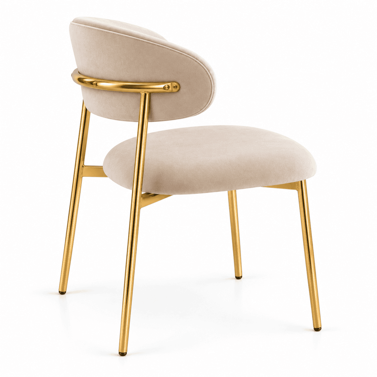 A contemporary dining chair featuring a rounded, padded backrest and seat, upholstered in a light be… — free STL 3D model