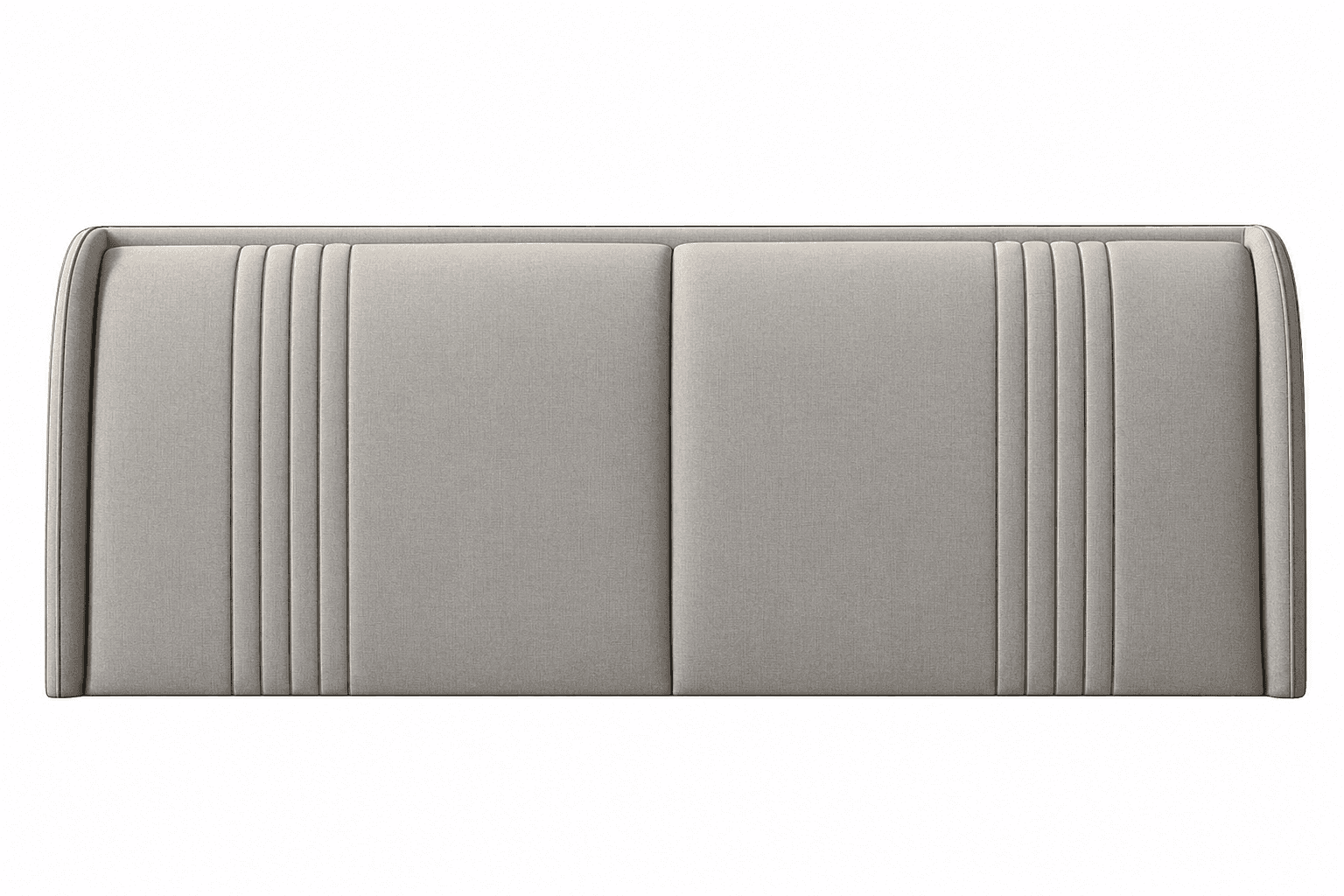 A modern upholstered headboard featuring a light neutral greige fabric, with distinct vertical chann… — 3D model