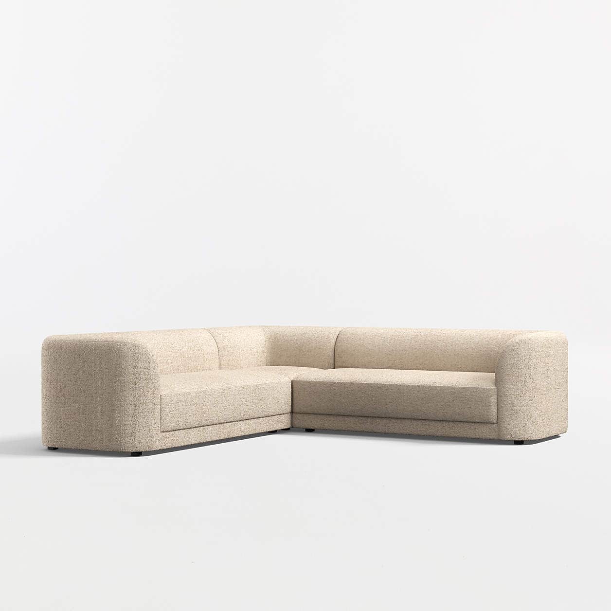 A sectional sofa with a neutral-toned, textured fabric upholstery. The sofa features rounded armrest… — 3D model