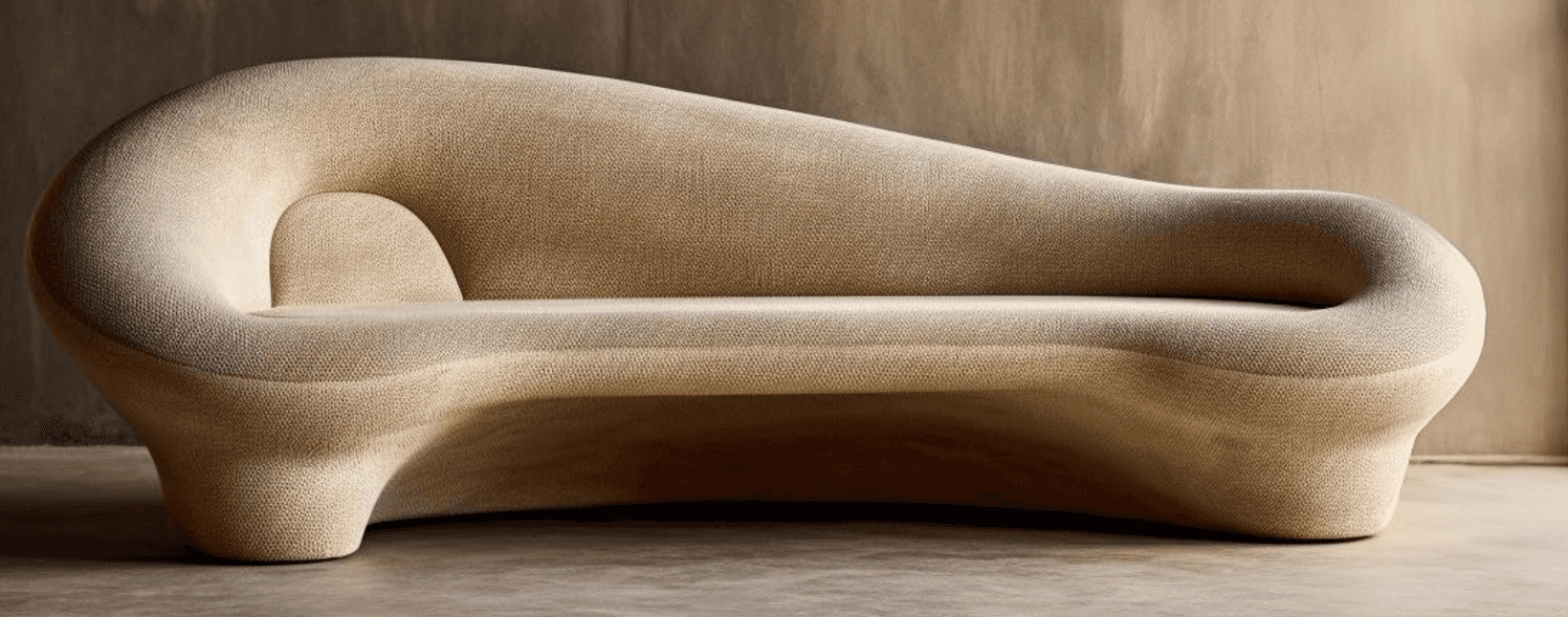 An organically shaped, upholstered lounge sofa featuring a fluid, continuous form. The sofa is cover… — 3D model