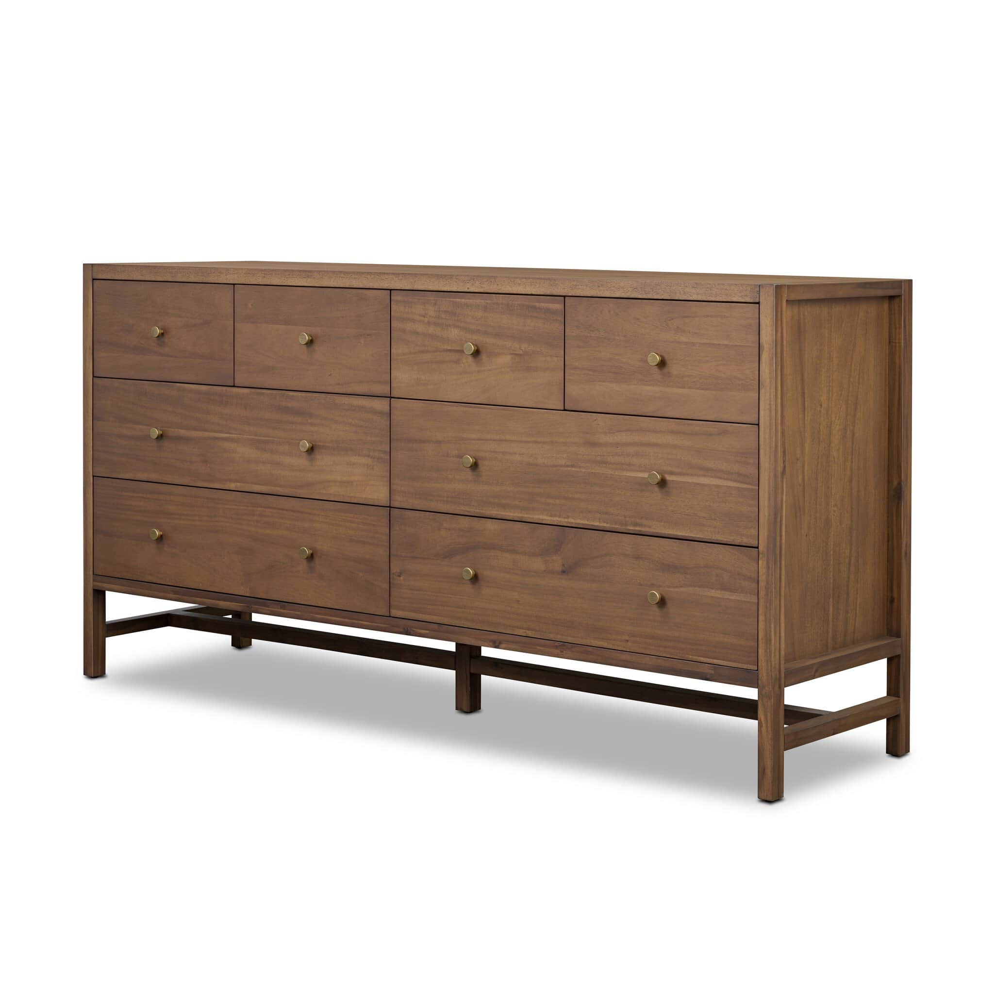 A contemporary wide dresser crafted from acacia wood, featuring nine drawers arranged in a 3x3 confi… — 3D model