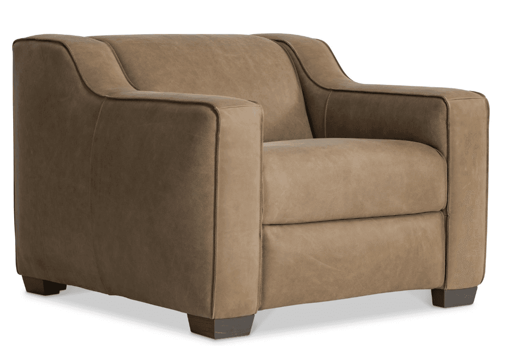 A single-seat armchair with a low profile and plush upholstery. The armchair features track arms and… — 3D model
