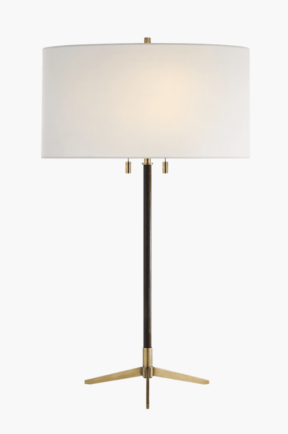 A floor lamp featuring a cylindrical white fabric shade, supported by a slender dark-colored pole. T… — 3D model