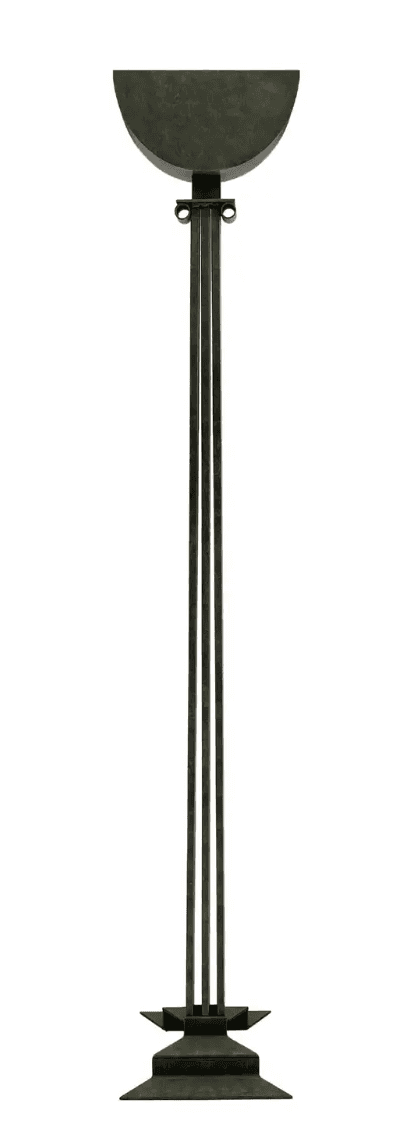 A floor lamp with a dark, semi-circular shade supported by a slender, multi-stemmed shaft. The base… — free STL 3D model