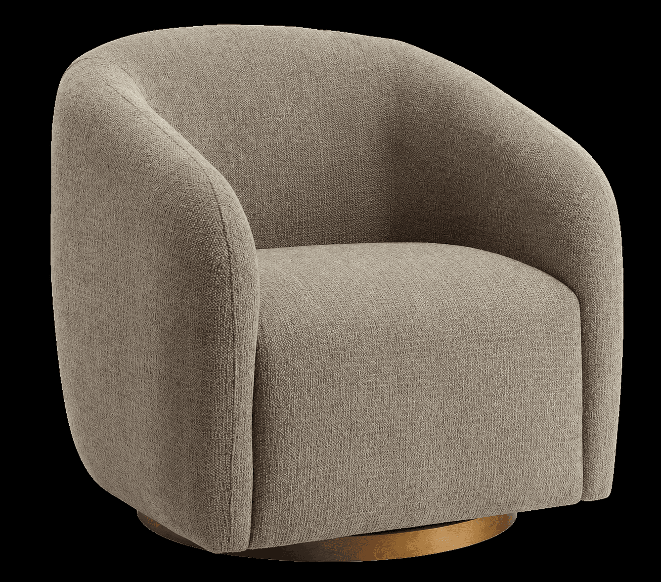 A contemporary upholstered barrel-shaped chair featuring a rounded backrest and seat, fully covered… — 3D model