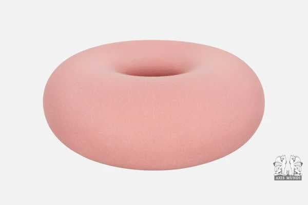 A circular ottoman with a matte finish, resembling a torus or a donut shape. It has a smooth, continuous surface with a central opening. The object appears to be designed for seating or as a footrest. — 3D model