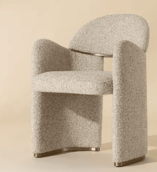 An upholstered accent chair with a distinctive sculptural form, featuring integrated curved backrest… — 3D model