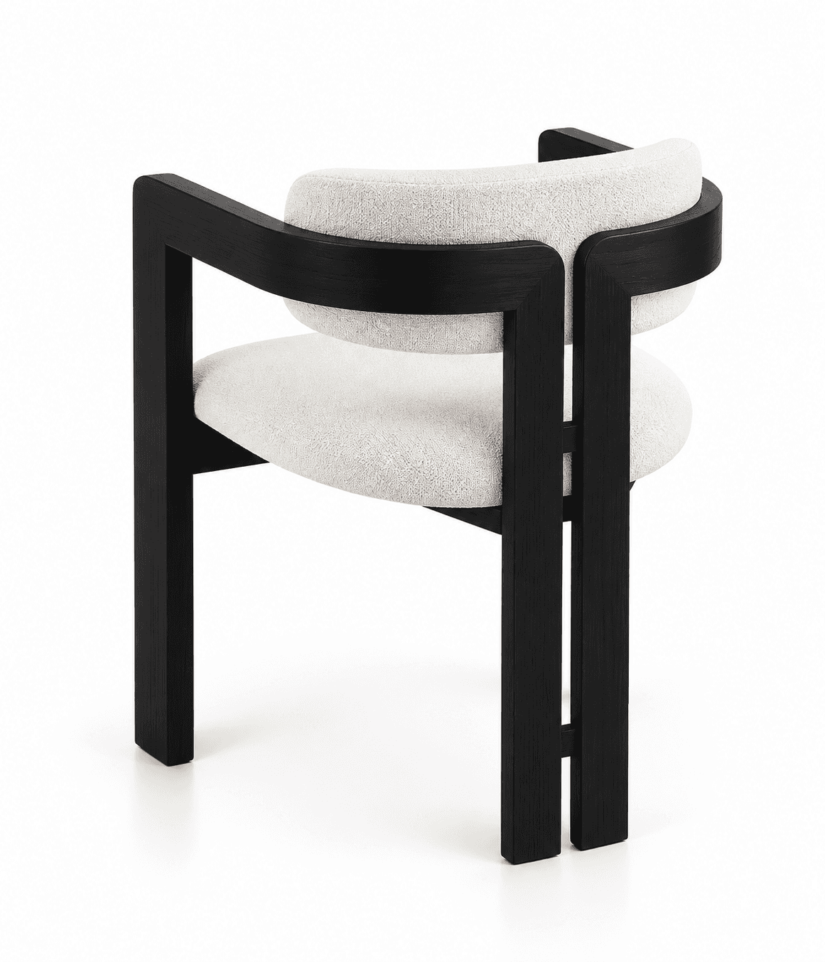 A contemporary armchair featuring a robust black-finished wooden frame with distinct, blocky geometr… — 3D model