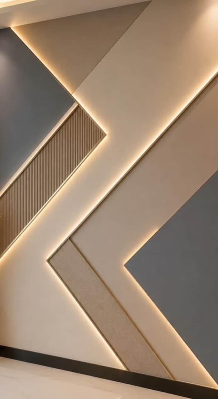A rectangular decorative wall panel featuring an abstract, asymmetrical geometric design with integr… — 3D model