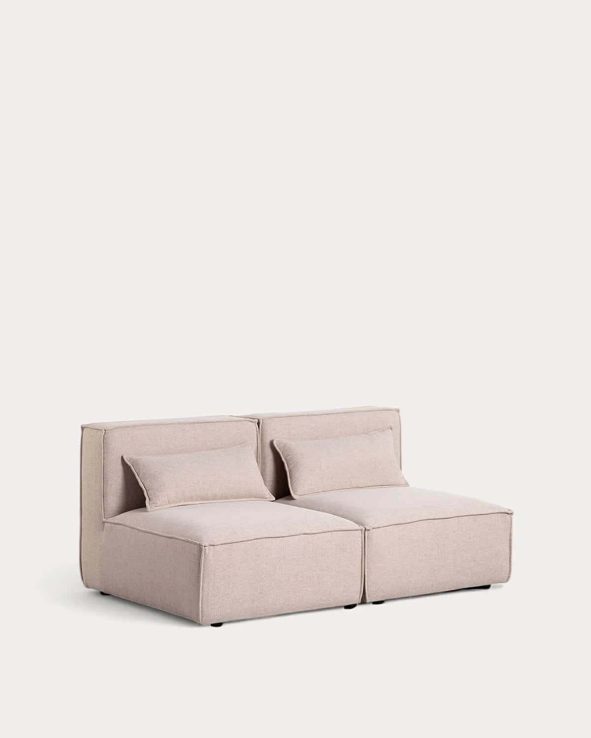 A contemporary modular two-seater loveseat upholstered in a light beige fabric. The design features… — free STL 3D model