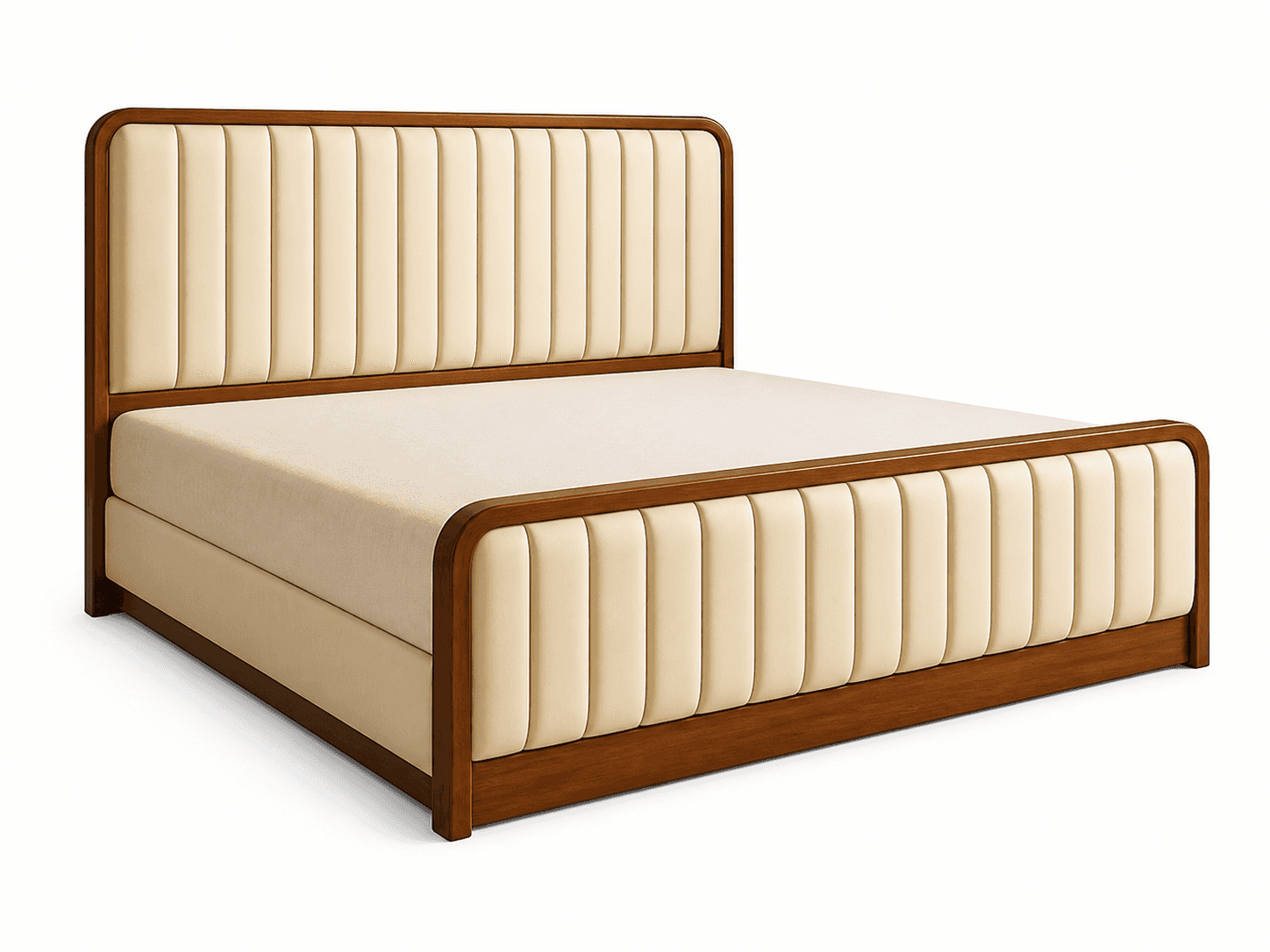 A contemporary upholstered bed frame featuring a tall, rectangular headboard and a matching footboar… — free OBJ 3D model