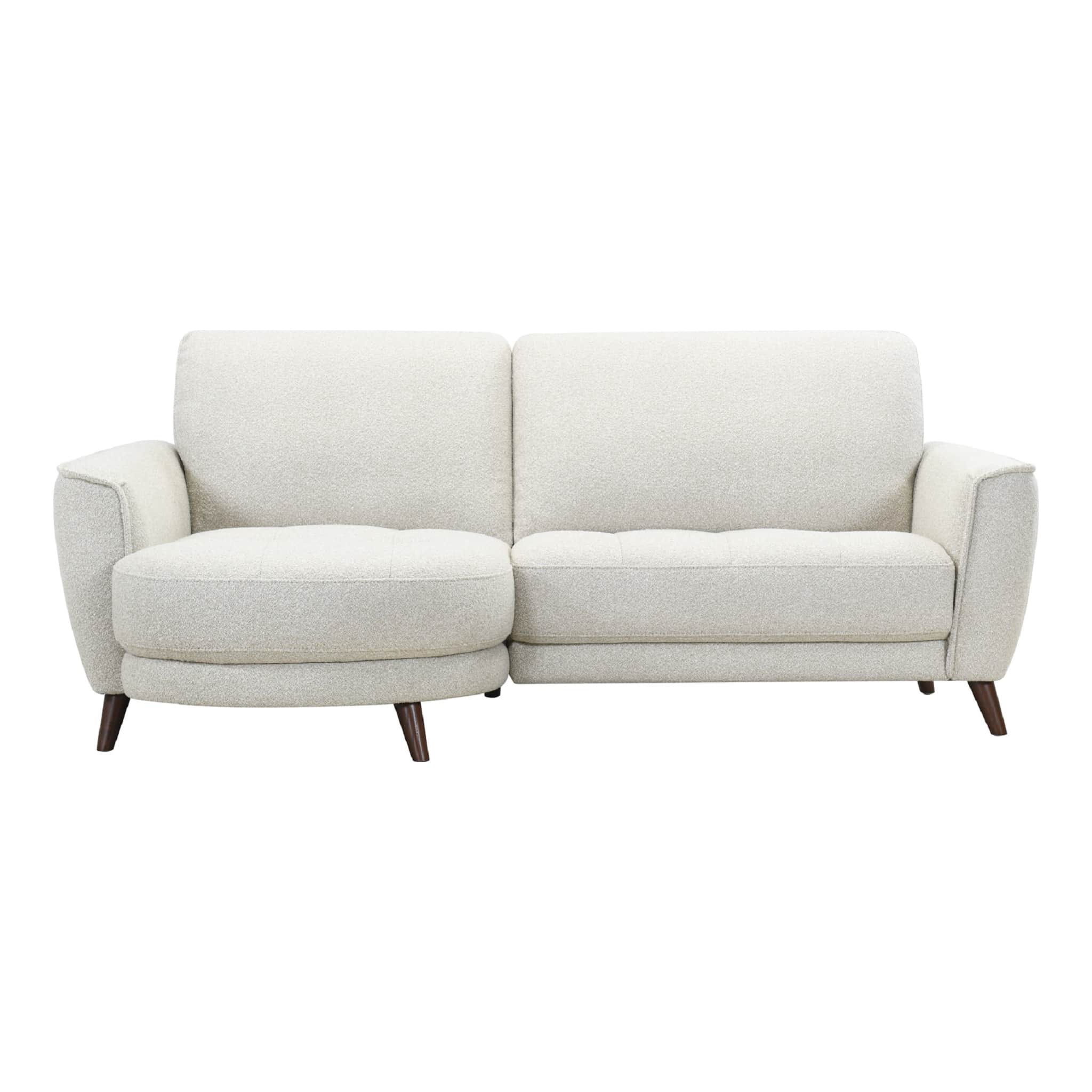 A contemporary sectional sofa featuring an integrated chaise lounge upholstered in a light beige tex… — 3D model