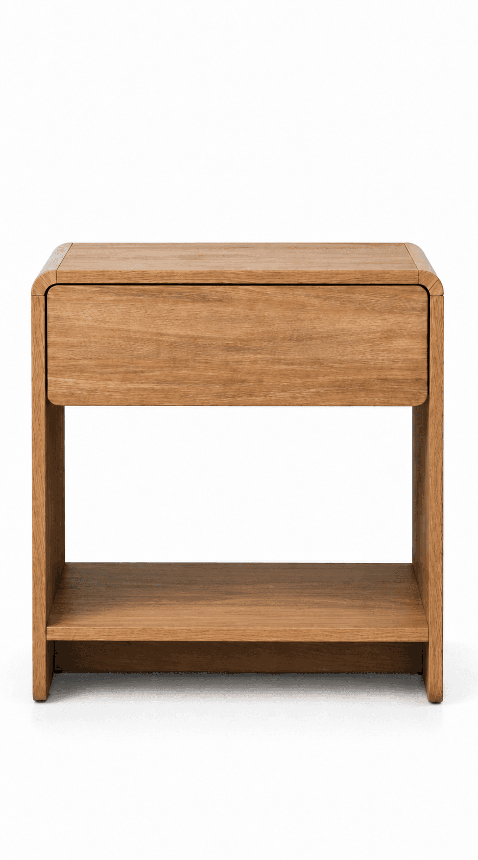 A minimalist nightstand constructed from light brown oak wood, featuring a single, integrated drawer… — free OBJ 3D model